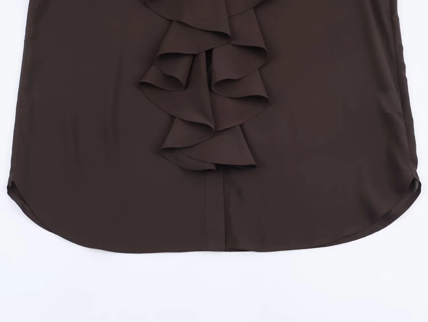 2025 hiver nouveau femmes décontracté mode Simple fluide ample col à volants à manches longues boutonné petit haut