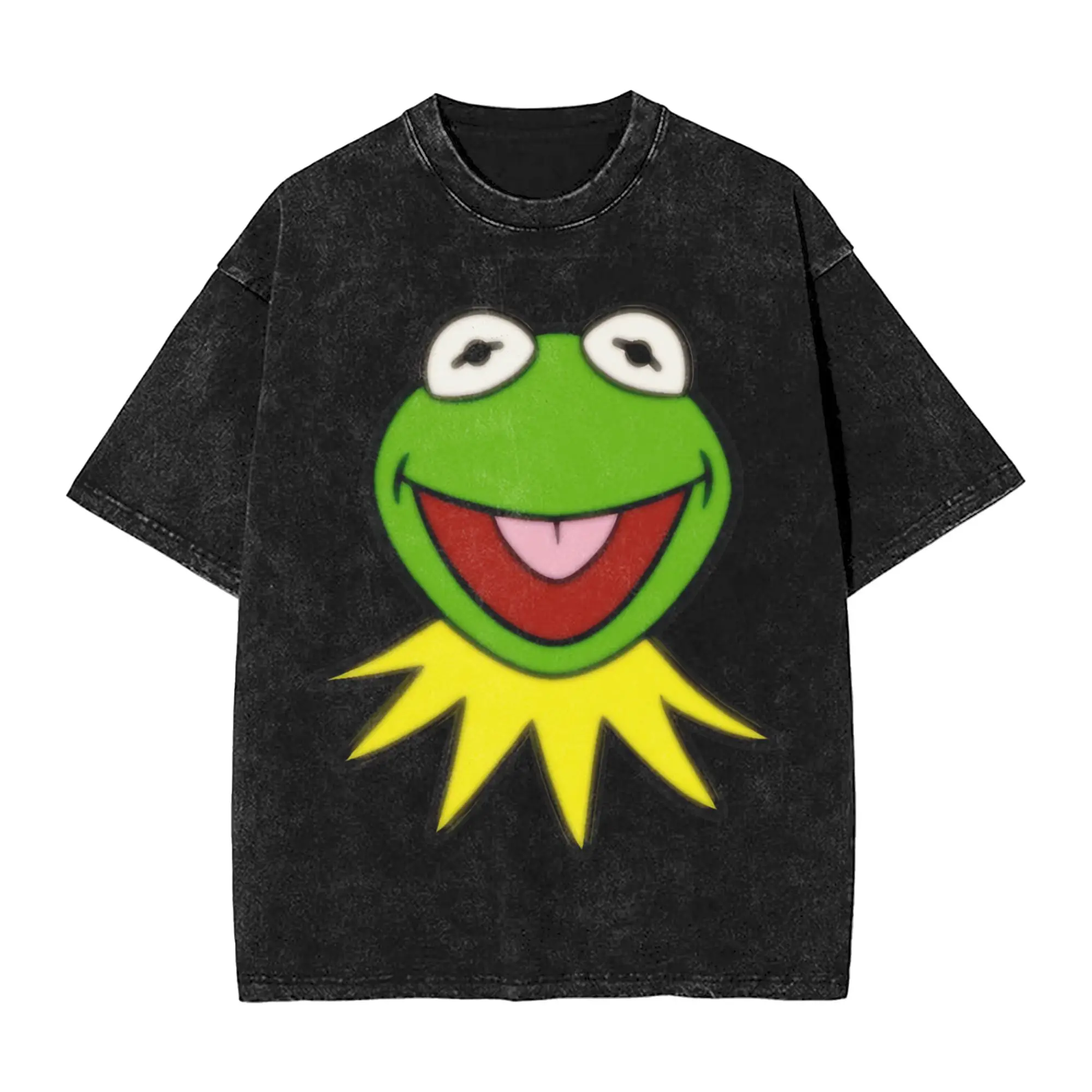 Kermits the Frog Washed T Shirt Streetwear Hip Hop Vintage T-Shirt  Tee Shirt Men Women Short Sleeve Oversize