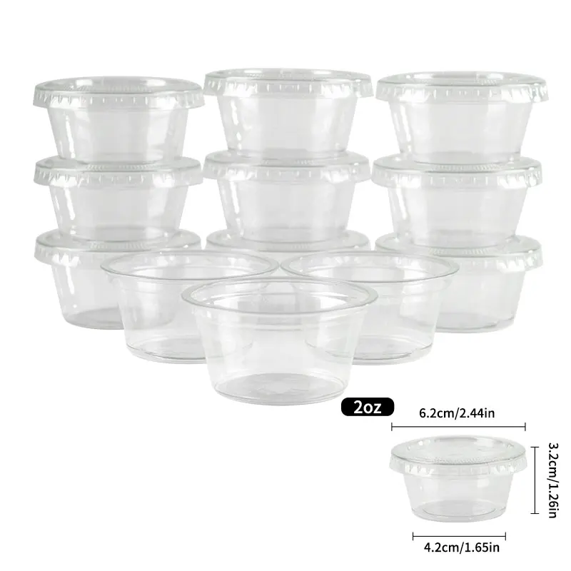 Einweg-Sauce-Glas mit Deckel, Küchen-Aufbewahrungsbox, Lebensmittel, kleine Sauce, einteilig, transparent, für heiße und saure Soße, Chili-Sauce-Becher