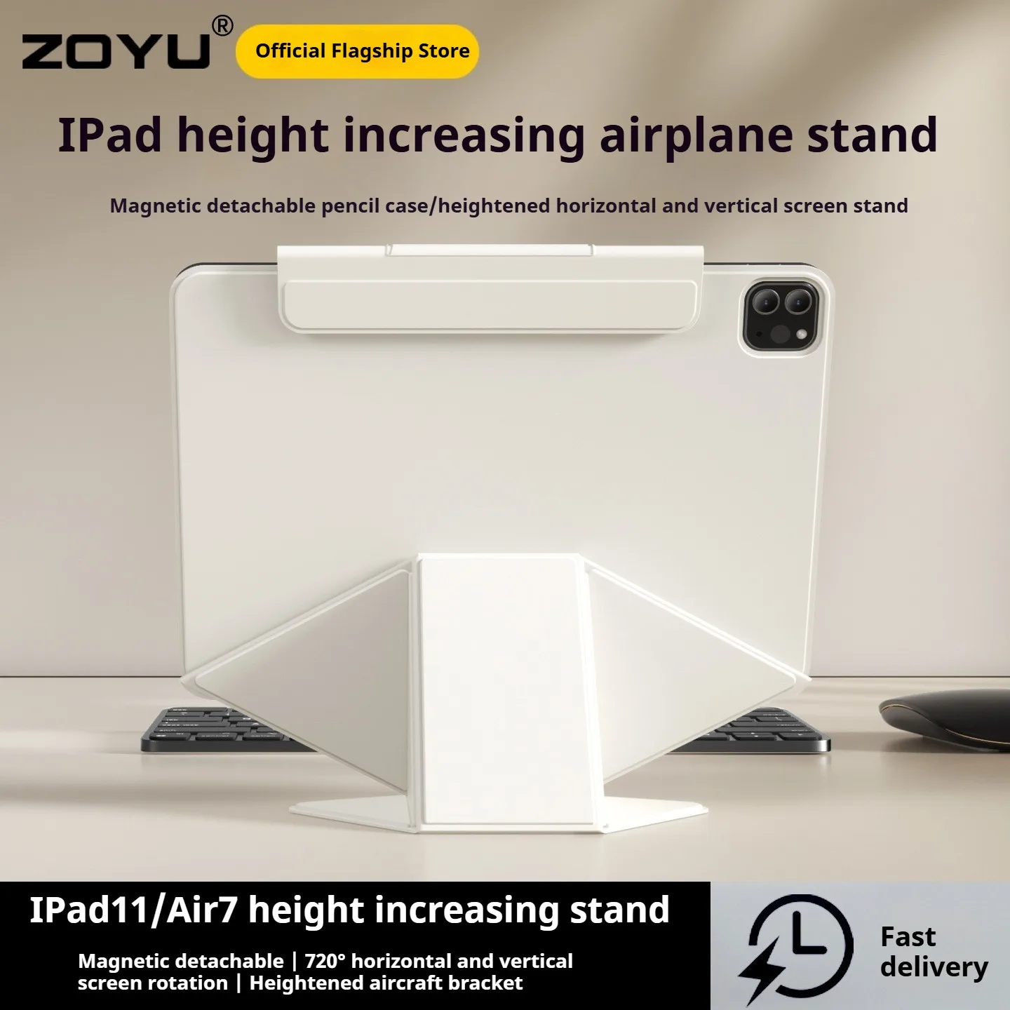 ZOYU for iPad 10/11th Increase Height Bracket Case, Magnetic Detachable Cover iPad Pro 11 12.9 Air 4/5th 11/13 Mini 6/7th