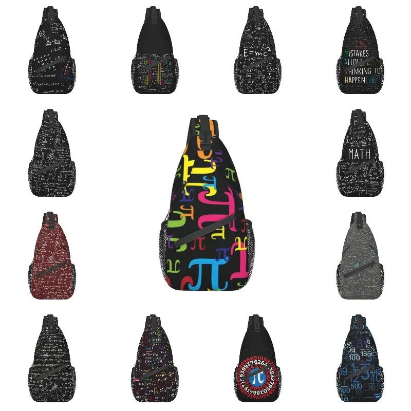 

Pieces Of Pi Sling Crossbody Backpack Men Custom Math Science Nerd Geek Chest Shoulder Bag for Travel Hiking Daypack