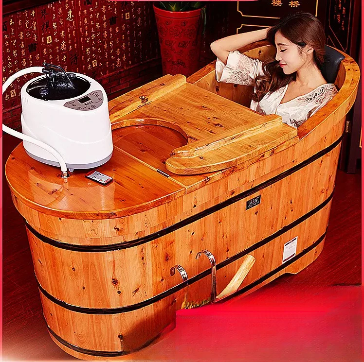 Xiangbai Wooden Bucket Bath Tub Fumigation Bath Solid Wood Bucket Bath Tub Bathtub Adult Wooden Household