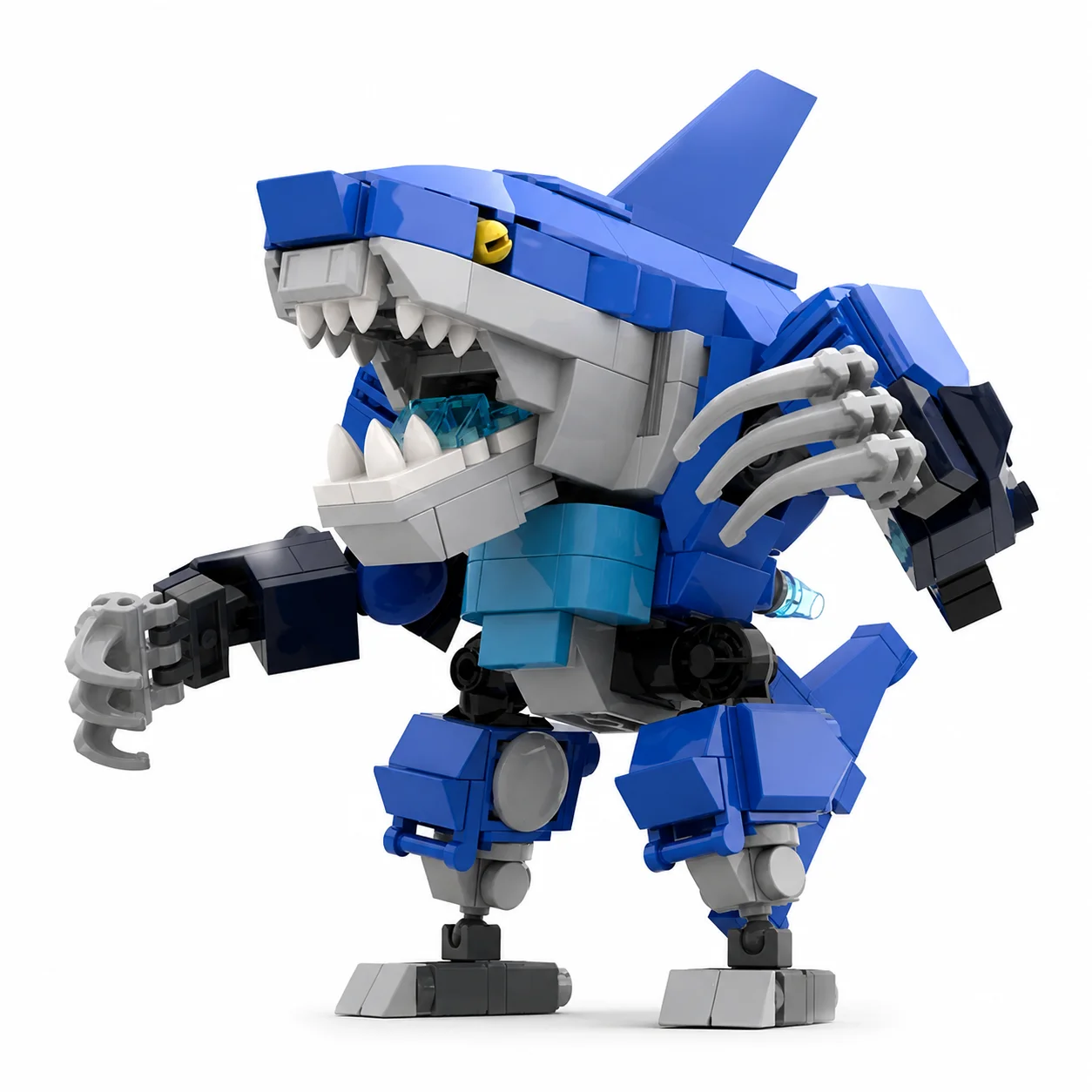 MOC Ocean Shark Mech Building Blocks Sea Predator Robot Figure Creative DIY Bricks Toy Desktop Ornament Birthday Gift for Teens