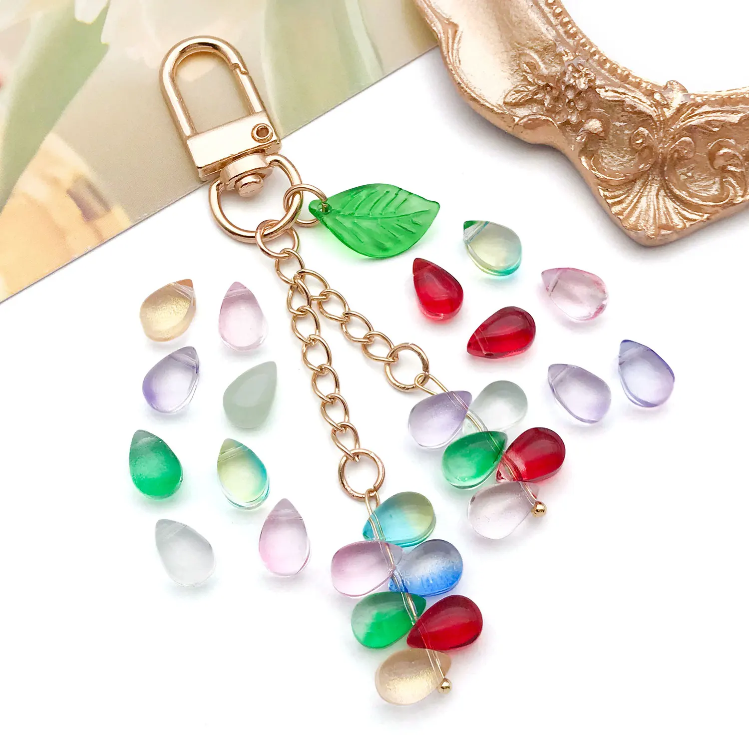 20/36pcs Small Glazed Glass Perforated Water Drop Series Charms Pendant DIY Necklace Earrings Bracelet Keychain Accessories