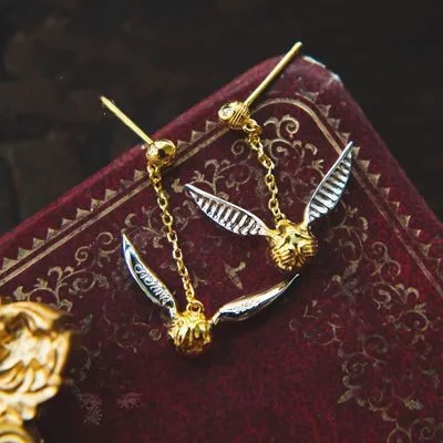 

Harry Potter Golden Snitch Earrings Sterling Silver Ear Stud Harries Around The Triangle Vintage Earring Valentine's Day Gift