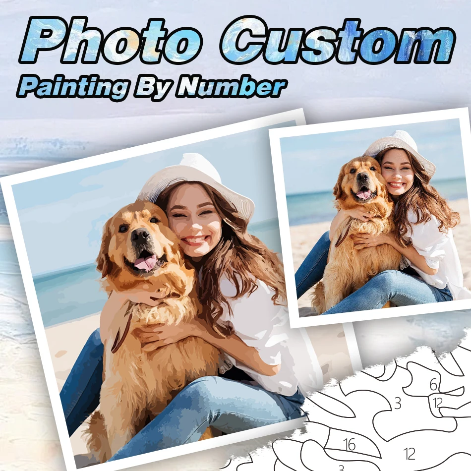 

RUOPOTY Photo Custom Canvas Painting By Numbers 24 color Drawing Pet portrait animal Picture Paintings Acrylic Paints Wall Decor