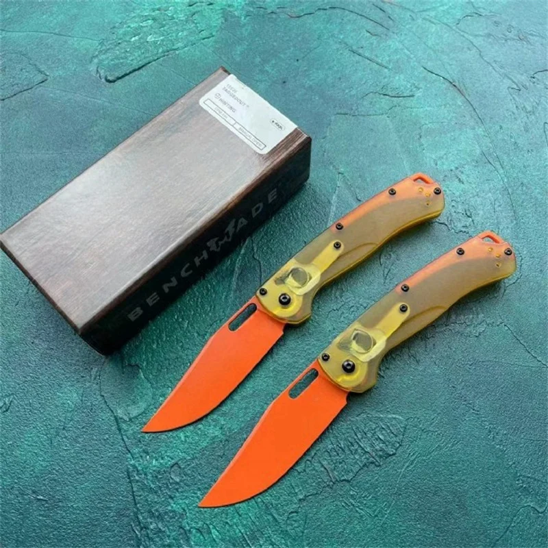 

15535-PEI transparent handle folding knife, portable pocket knife collection with lacquered blade surface, sharp fruit knife