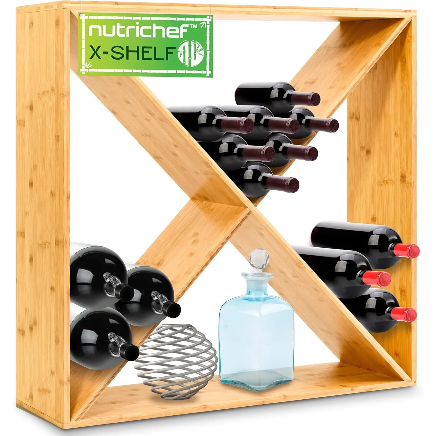 24 Bottle Wine X Rack Shelf Insert - Compatible with NutriChef Modular Wine Rack System - Fits Standard, Magnum Bottles