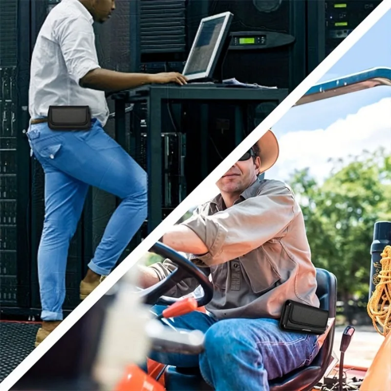 Fashion Simple Black Waist Belt Belt Hanging Mobile Phone Bag Card Money License Case Stylish Multi-functional Men's Belt Bag