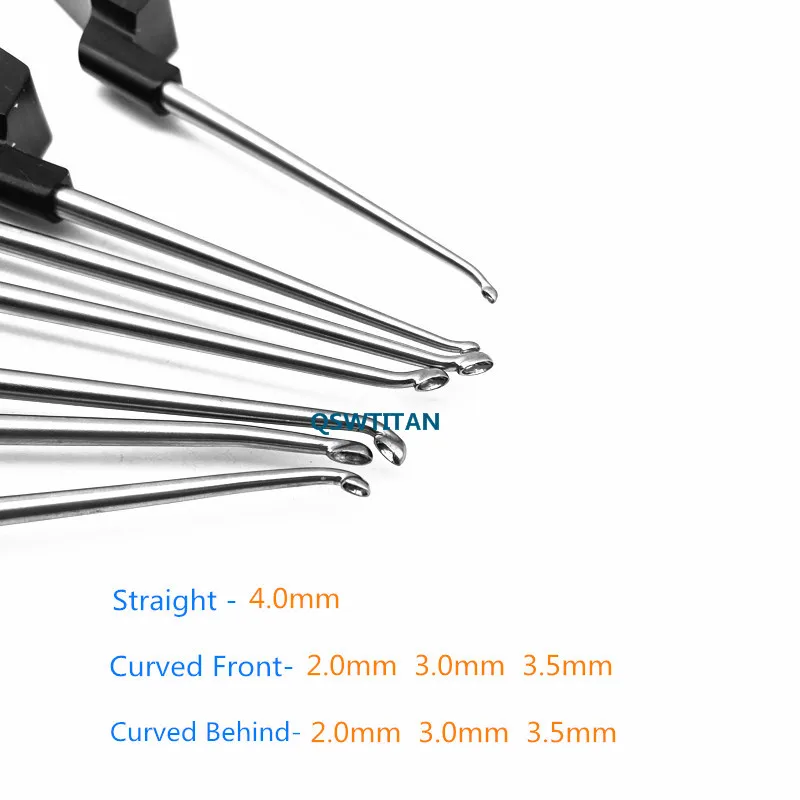 Bone Curette Black Stainless Steel 3 Type Tip Aluminum Handle Veterinary Orthopedic Surgery Instruments