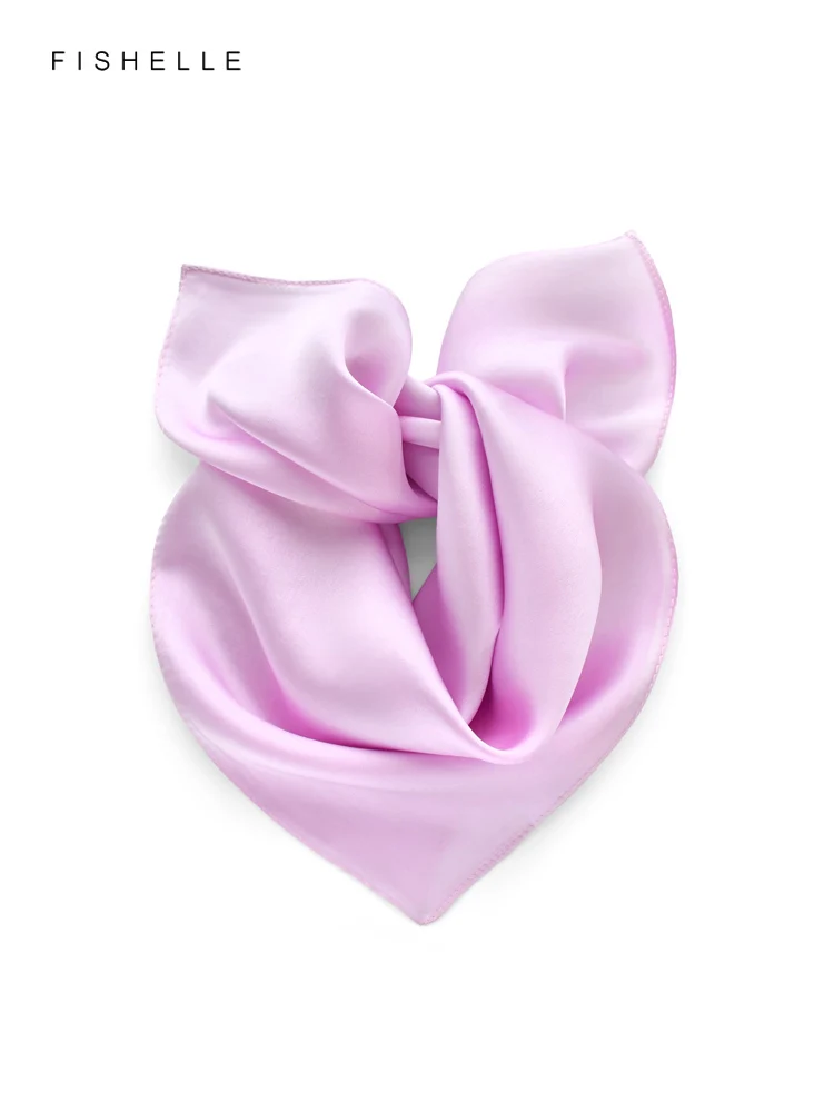 Light purple natural silk satin small square scarf women's silk scarf real silk handkerchief spring autumn hair scarfs girl gift