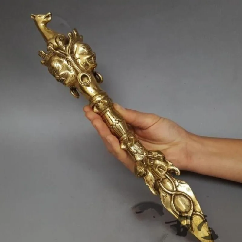 Pure Copper Magic Ware Ornaments Horse Head Ming King Puba Vajra Pestle To Subdue Demons Pestle Town House Ward Off Evil  Decor