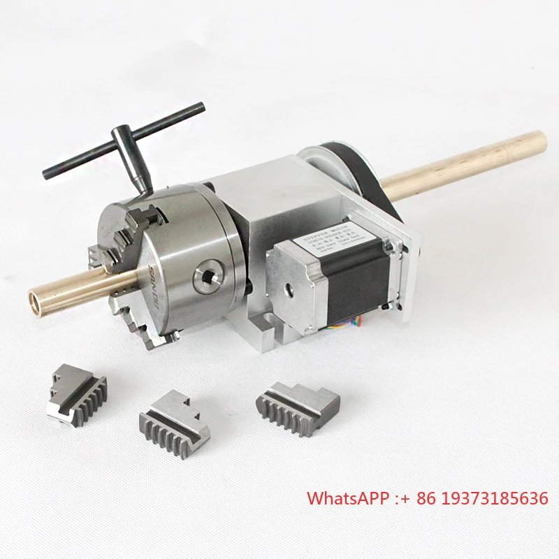 CNC K5M-6-100A 100mm 4th Axis Rotary Cnc 3 Jaw Chuck  Hollow Shaft Rotation 6:1 a Axis for Nema 23 Stepper Motor