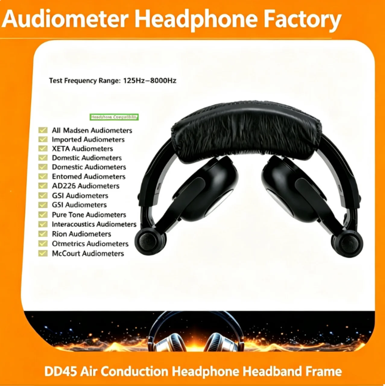 DD45 Headband Frame Dedicated Air Conduction Audiometer Headphone Bracket Replacement Head Mount Support Hearing Screening Test