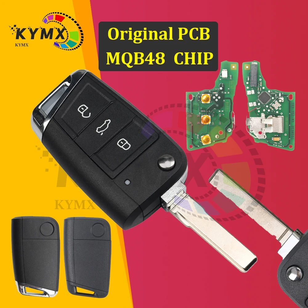 

KYMX Original1 PCB 434MHZ MQB48 CHIP 5G0959752BA/BB NON-PROX Flip Remote Car Key For Volkswagen VW Golf 7 For Octavia Skoda A7