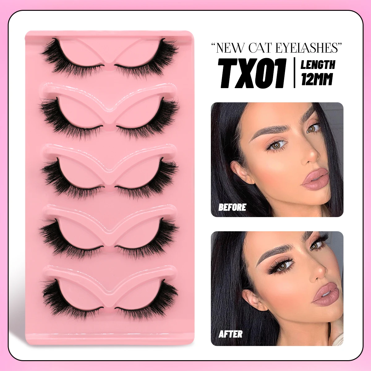 GROINNEYA 고양이 눈 속눈썹 3d 가짜 밍크 속눈썹 날개 달린 끝 눈 길쭉한 속눈썹 부드러운 자연 긴 가짜 속눈썹 속눈썹 확장