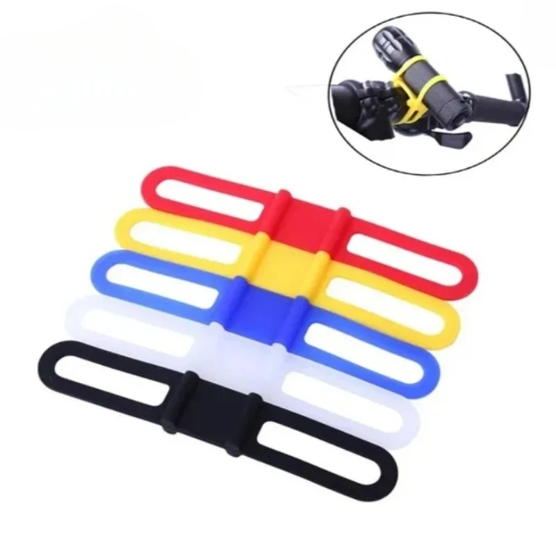 3/6pcs Mountain Road Bike Torch Silicone Strap Phone Flashlight Band Elastic Bandage Bicycle Light Mount Holder Bike Accessories