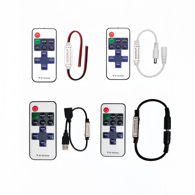 1PCS RF11 key monochrome controller intelligent wireless radio frequency dimmer led strip controller DC/USB/red and black