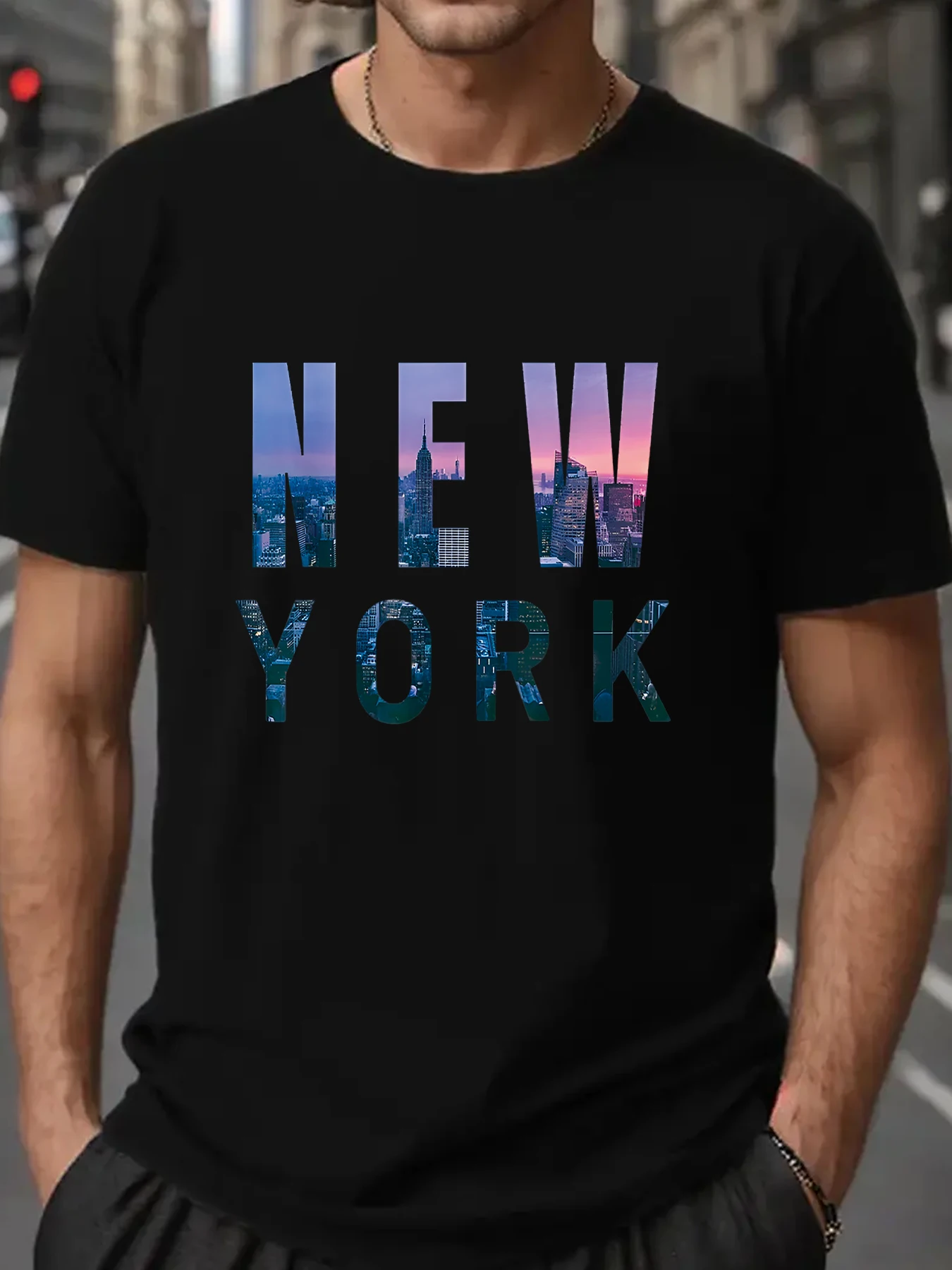 NYC Tshirt Skylines New York City That Never Sleeps Gift Tee T-Shirt  Amazing Design Round neck printing