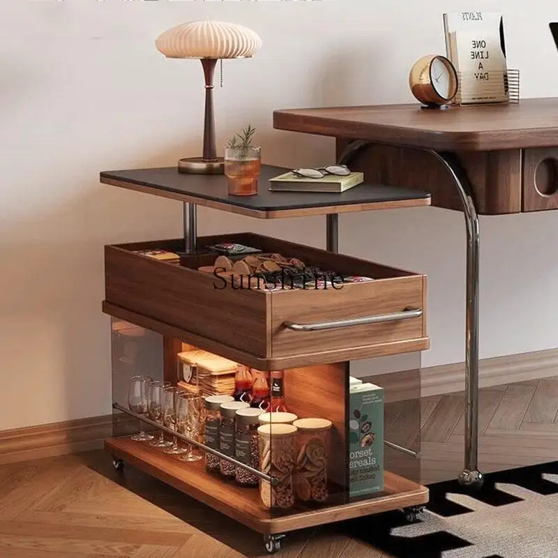 

Minimalist modern movable home living room sofa side cabinet coffee table trolley