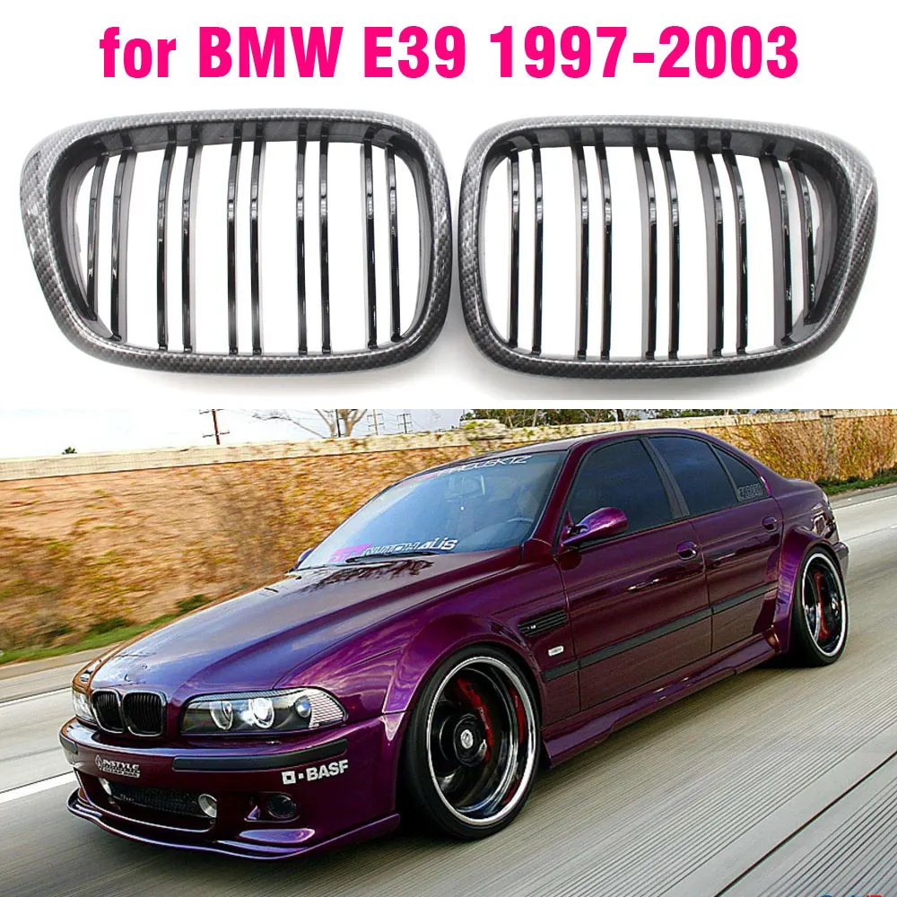 

2pcs Style Car Front Black Wide Kidney Grille Grill for BMW E39 M5 series 1997 1998 1999 2000 2001 2002 2003 520i 525 530