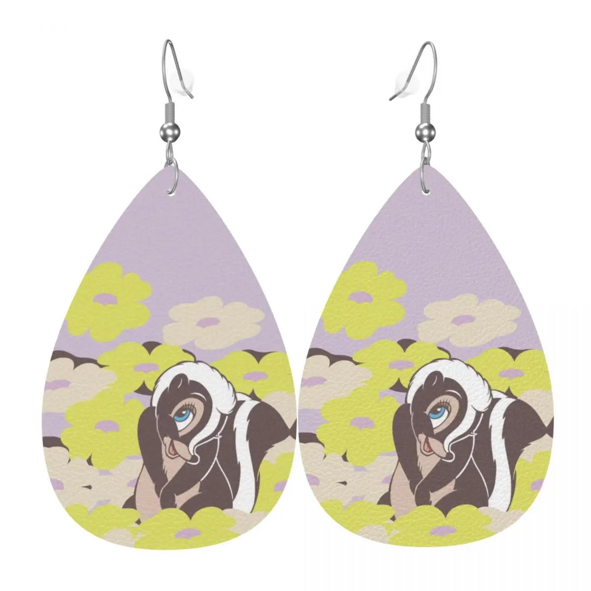 

Custom Drop Dangle Earrings Cartoon Bambi Anime Leather Teardrop Earrings PVC Leather for Gifts Dainty Jewelry