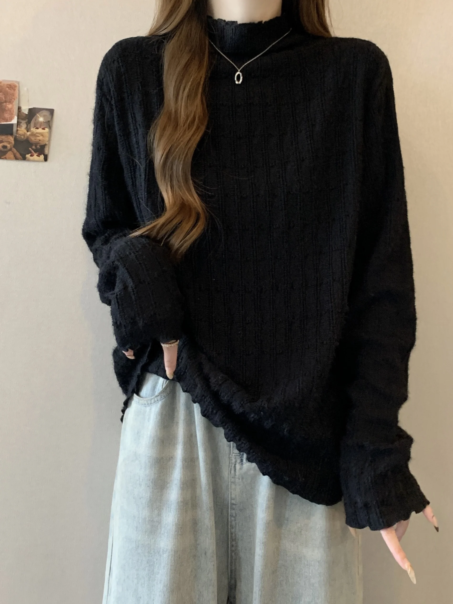 

plus Size Women's T-irt Long Sve High Collar Base Layer irt Slimming Effect oulder Width Regular Cotton Autumn Winter