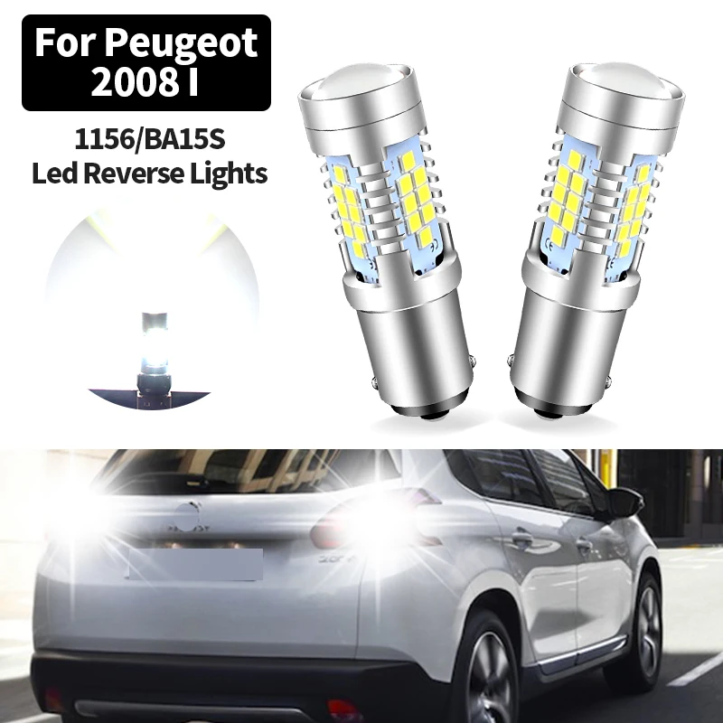 2pcs Canbus P21W Rear Reversing Lights LED 1156 BA15S 7056 LED Bulbs Backup Reverse Lamps For Peugeot 2008 I Year 2013 2014-2018