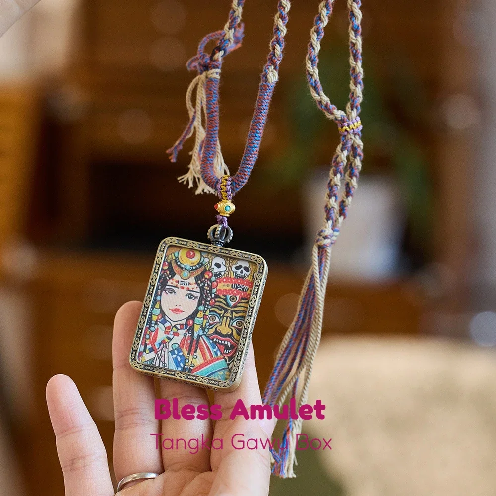 Tibetan Vintage Style Zakiram Pendant Necklace Nepal with Past Life Tangka Gawu Box Pendant Wholesale Male and Female Amulet