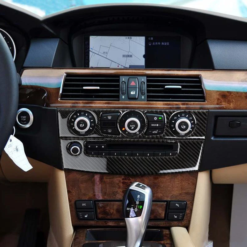For BMW 5 Series E60 2004-2010 Car Styling Strip Air Conditioning CD Panel Decorative Cover Trim Auto Interior Accessory Sticker