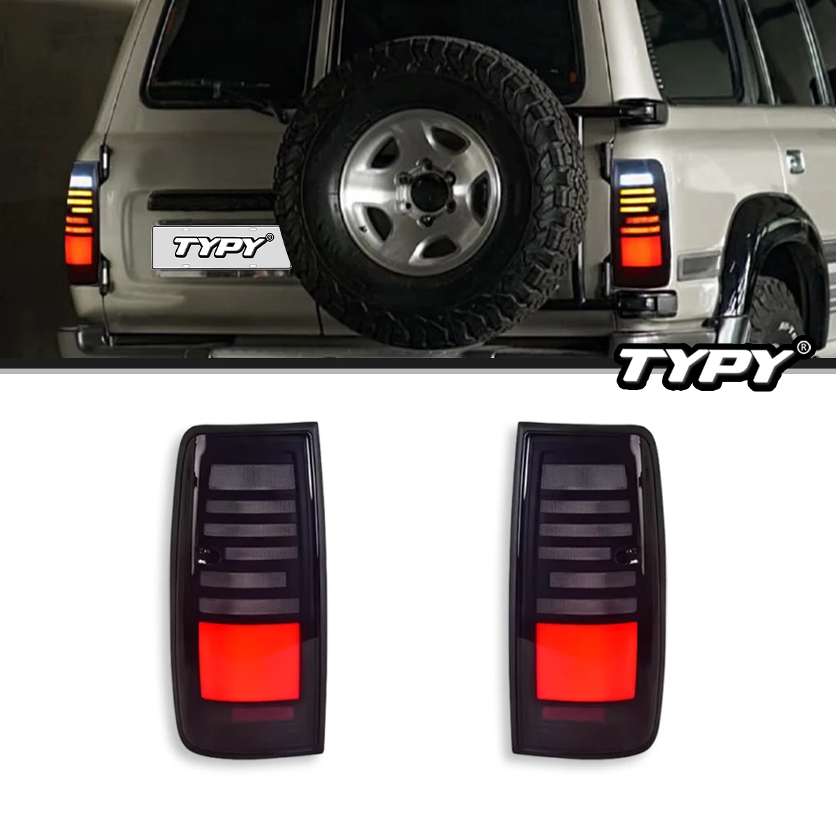 

TYPY For Toyota Land Cruiser 89-98 LC80 Tail Light Assembly Rear Lamp LED Brake Light Rear Lamp Auto Accessories
