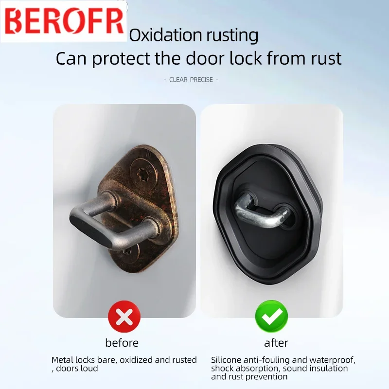 4pcs Absorber Silicone Car Door Lock Buckle Anti-collision Protective Cover for Toyota RAV4 2013-2022 Camry Vios C-HR CHR 2022