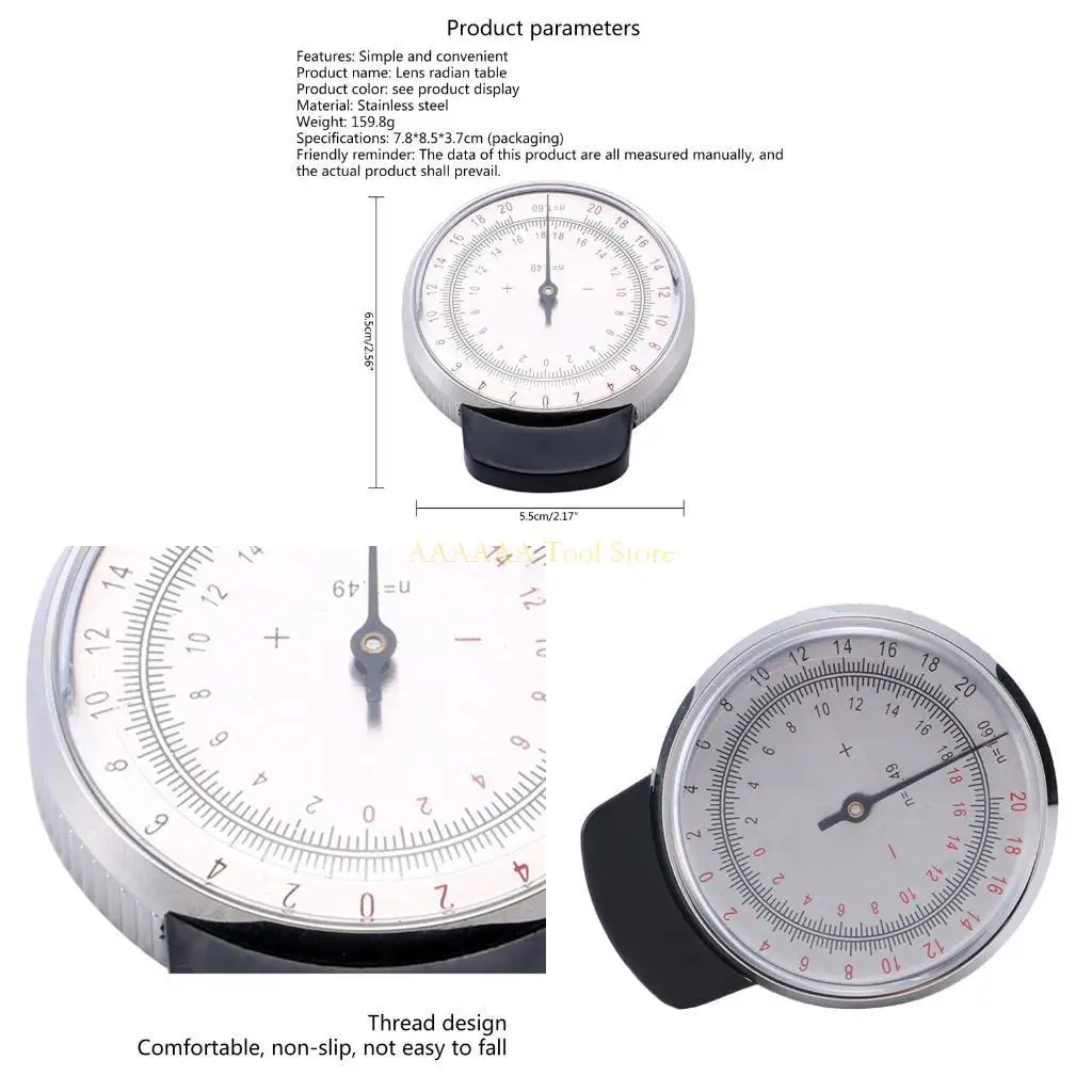 Professional Ophthalmic Lens Clock Base Optician Lens Curvature Measure Gauge Suitable for Eyeglasses Stores