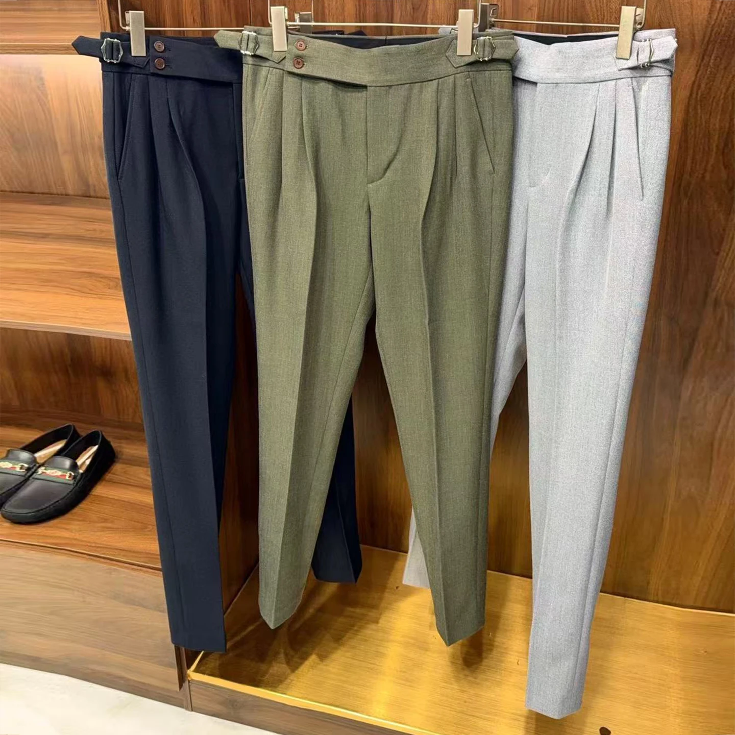 

Italian LP 25aw simple wool double button casual suit pants