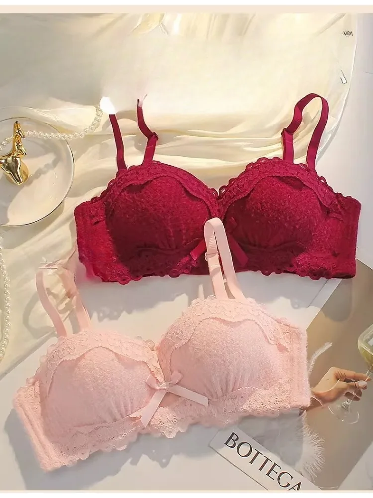 YEMOMO Women Strapless Wireless Bra Anti-Slip Half Cup Small Bust Compression Enhancer Anti-Sag Soft Sexy Lingerie Underwear Set