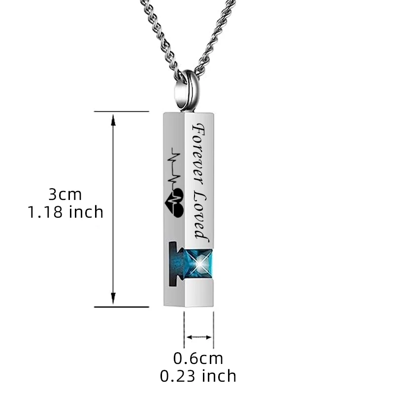 12 Birthstone Necklace Stainless Steel Zircon Openable Urn Pendant For Human Pet Ashes Keepsake For Pet Memorial Supplies