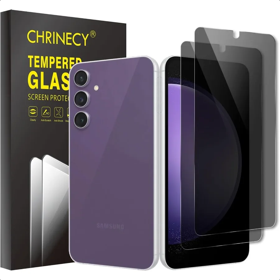 عبوتان من واقي شاشة الخصوصية لهاتف سامسونج جالاكسي S23 FE من الزجاج المقسى 9H هاردن المضاد للخدش قسط HD الوضوح سهل التركيب