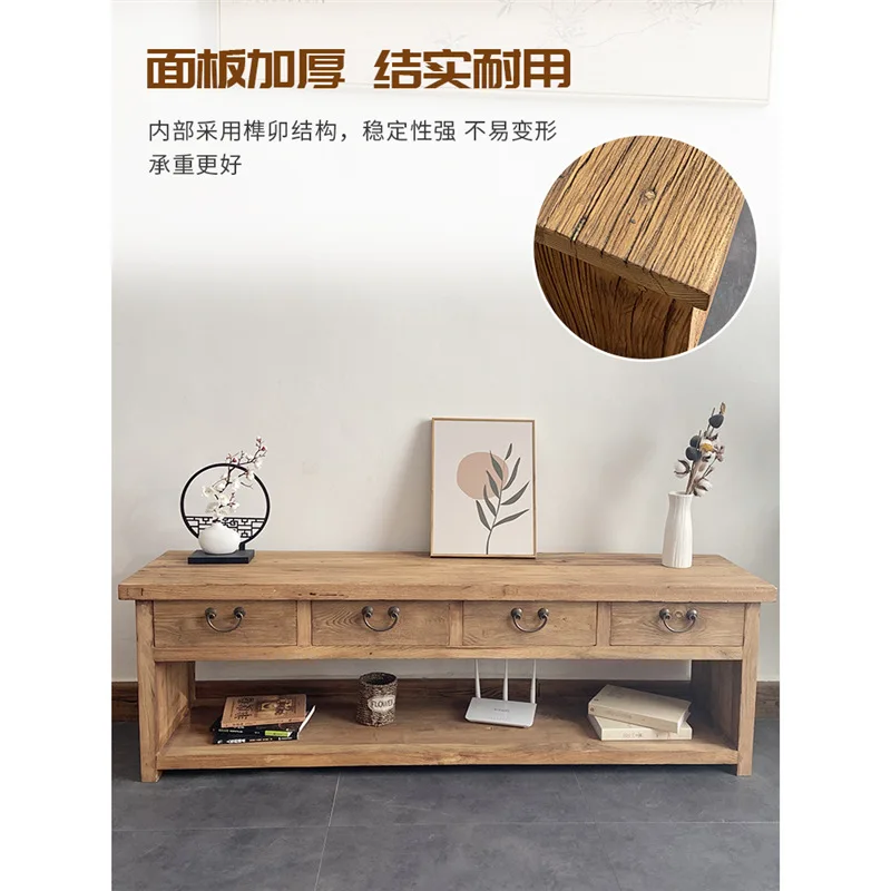 Nuovo mobile TV vecchio olmo in stile cinese, mobile con cassapanca in legno, vecchio semplice armadio con cassetti per soggiorno, armadietto, tutti i mobili in legno massello