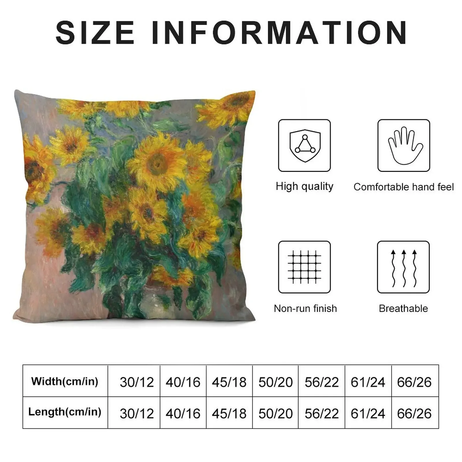 Claude Monet - Bouquet of Sunflowers - French painting Tournesols Throw Pillow Covers For Sofas Decorative pillowcase pillow