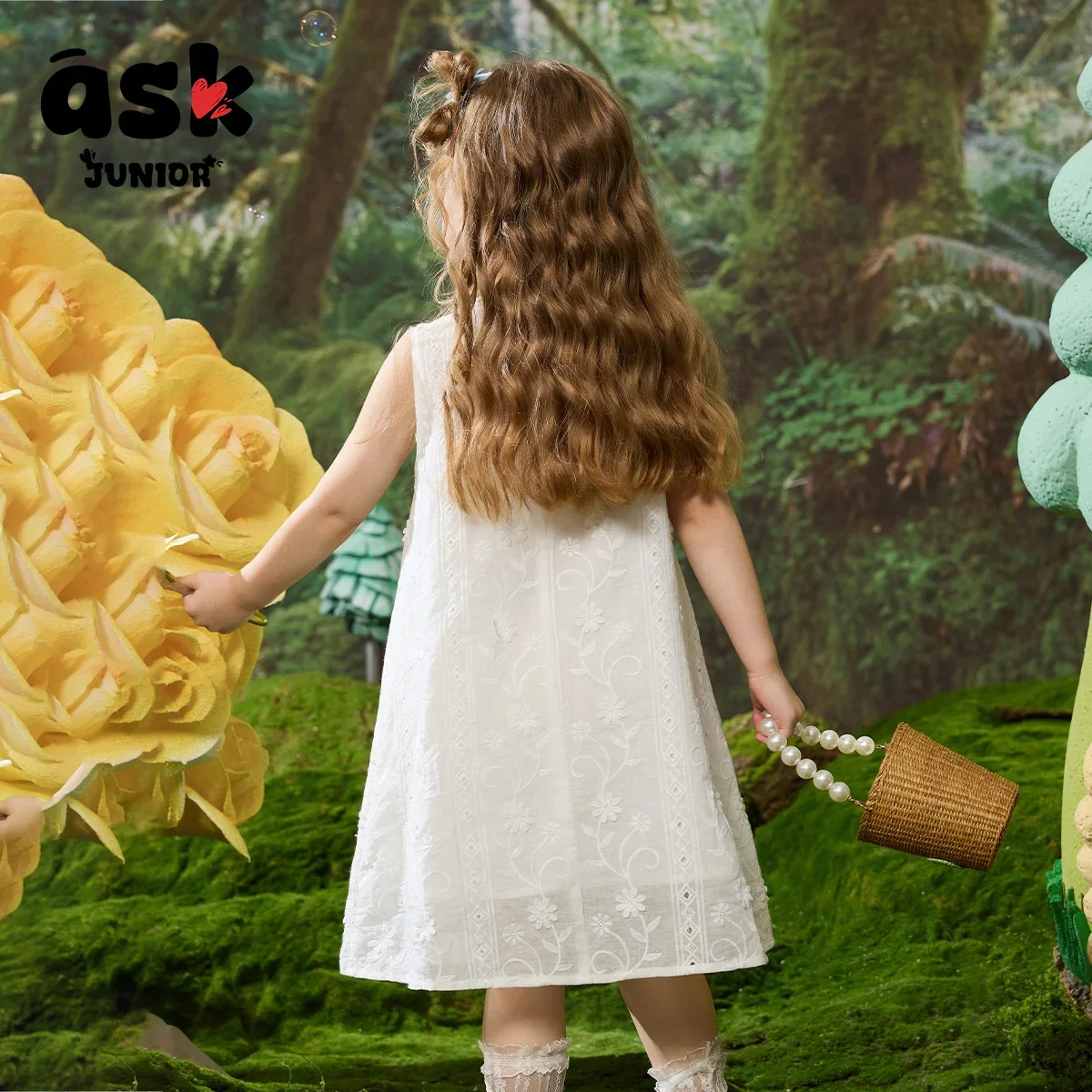 اسأل فستان الأميرة الصيفي للفتيات الصغيرات من قماش الجاكار بدون أكمام #3