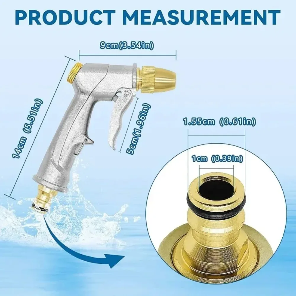 High Pressure Water Spray Gun Metal Brass Nozzle Garden Hose Pipe Lawn Car Wash Sprayer Sprinkler Car Wash Tool Water Guns