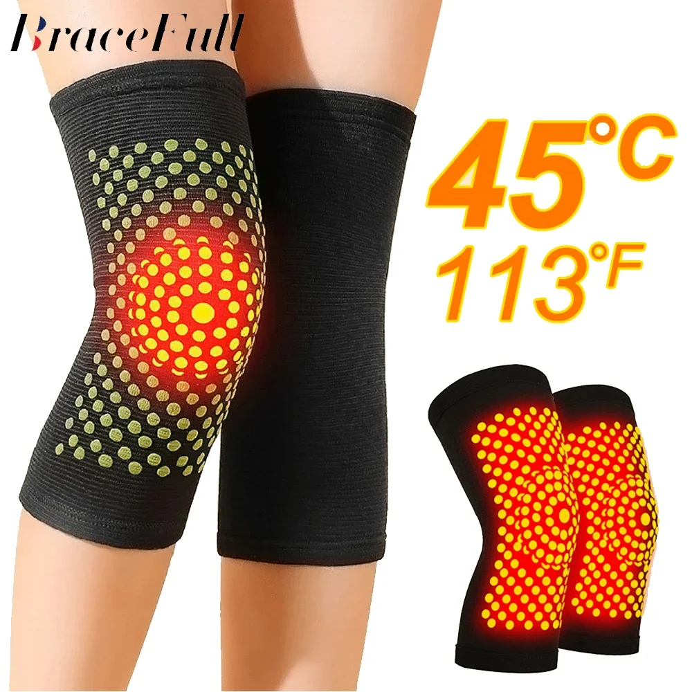 2PCS Self Heating Support Knee Pad Knee Brace Warm for Arthritis Joint Pain Relief Injury Recovery Belt Knee Massager Leg Warmer