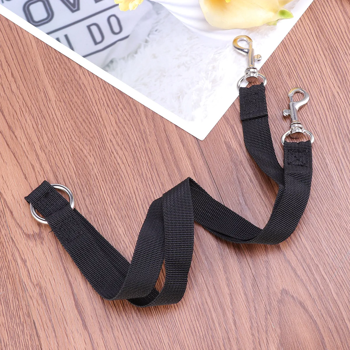 Dual Double Dog Leash Coupler Black Extra Strength Nylon Webbing Adjustable Splitter Lead Suitable for All Dog Walker Trainer