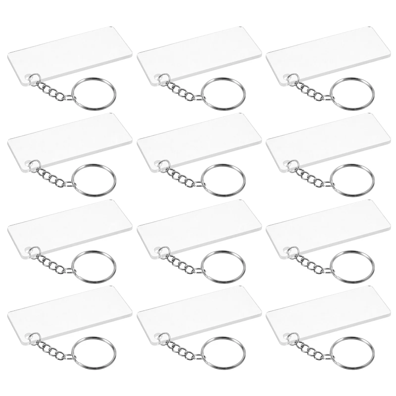 30 Sets Acrylic Blank Keychains Lightweight DIY Keyring Making Kit Clear Multi-Function Key Pendant Blanks for Craft Accessories