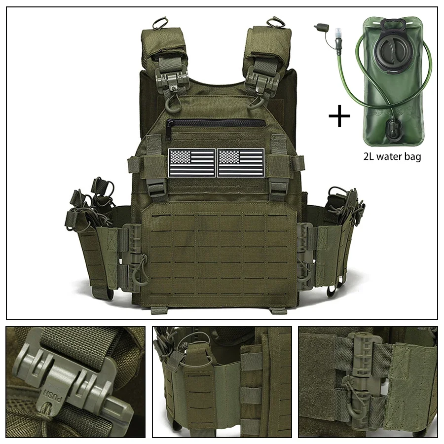 zz Camuflage style outdoor hunting vest with 2L water bag MOLLE expansion system Magic Sticky design