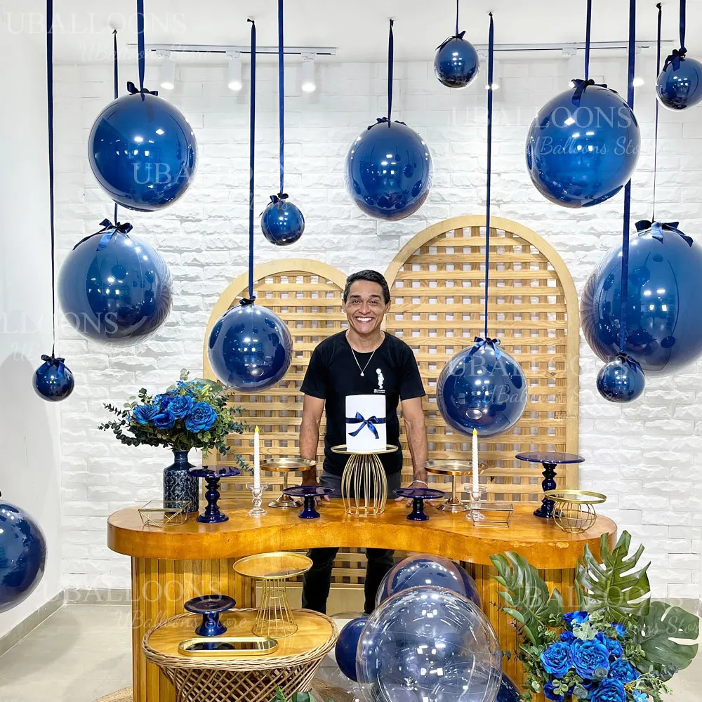 10 Stück Pastellfarbene Staubblaue Luftballons mit Band 10/12/18'' Boho Haze Blaue Ballons für Geburtstag Babyparty Hintergrunddekoration – Detail 10