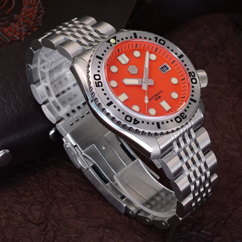 

San Martin Мужские дайверские часы 42,5 мм Автоматические механические наручные часы Военные спортивные 200 м Водонепроницаемые C3 Светящиеся NH35 Сапфир