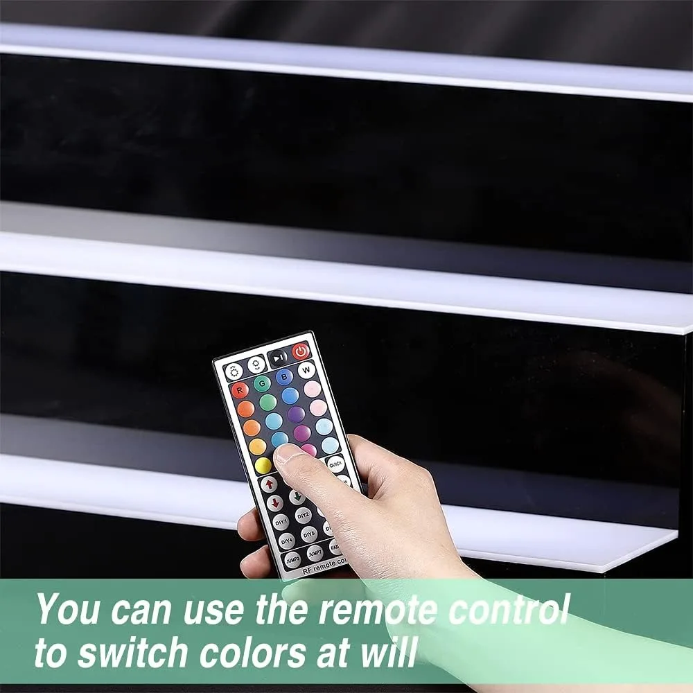 Acrylic 60 Inch 3 Tier Detachable LED Lighted Liquor Bottle Display Shelf with Remote Control, Mulit Colorl Lighting Shelves