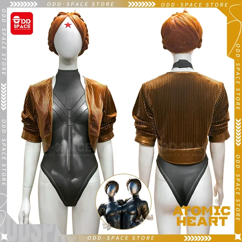 Atomic Heart Cosplay Costume Robot Twins Left And Right Cosplay Jumpsuit Game Twins Atomic Heart Figuresuit Dixie Jumpsuit Wig