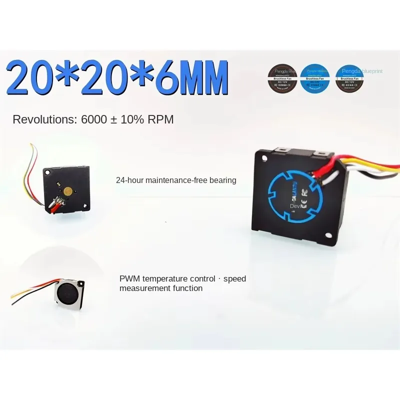 pa 20*20*6MM  Silent 2006 Turboblower 5V Temperature Control PWM Speed Measurement 2CM Mini Notebook Memory Cooling Fan